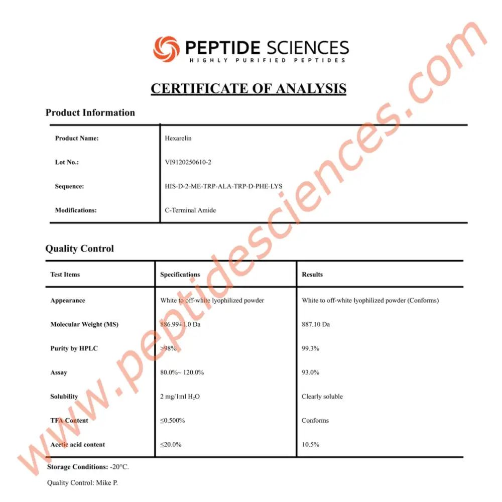 Hexarelin 5mg - Peptide Sciences 6 Hexarelin 5mg - Peptide Sciences - Image 6