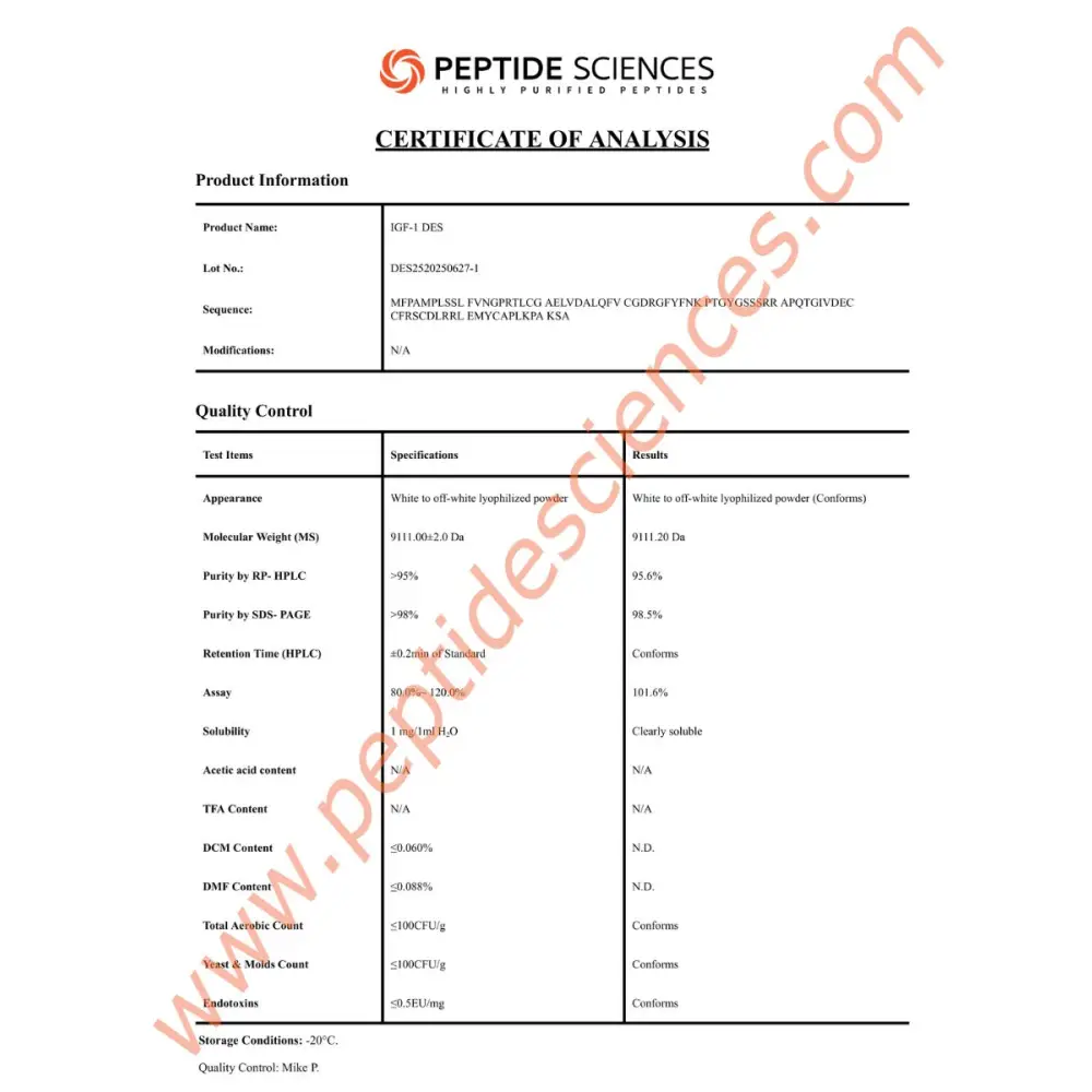 IGF-1 DES 1mg - Peptide Sciences 3 IGF-1 DES 1mg - Peptide Sciences - Image 3