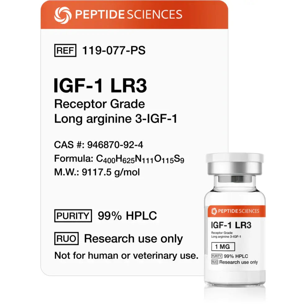 IGF-1 LR3 (Receptor Grade) 1mg - Peptide Sciences 1 IGF-1 LR3 (Receptor Grade) 1mg - Peptide Sciences