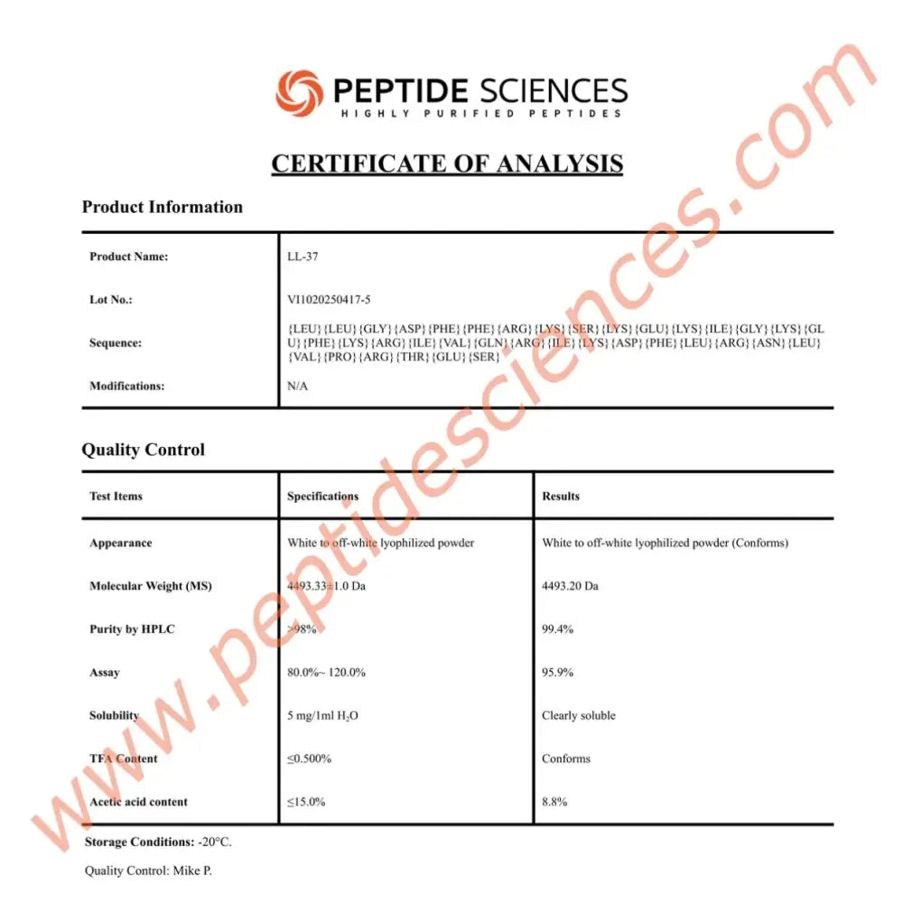 LL-37 5mg (CAP-18) - Peptide Sciences 5 LL-37 5mg (CAP-18) - Peptide Sciences - Image 5
