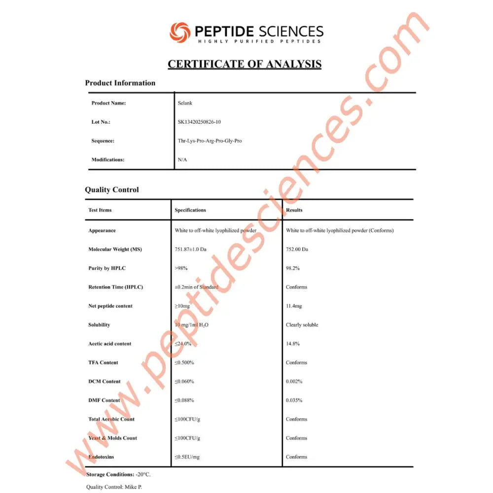 Selank 10mg - Peptide Sciences 5 Selank 10mg - Peptide Sciences - Image 5