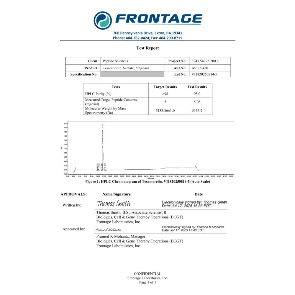 Tesamorelin 5 mg - Peptide Sciences 2 Tesamorelin 5 mg - Peptide Sciences - Image 2