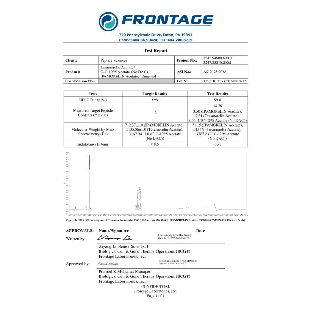 Tesamorelin, CJC-1295 (no DAC), Ipamorelin 12mg (Blend) - Peptide Sciences 10 Tesamorelin, CJC-1295 (no DAC), Ipamorelin 12mg (Blend) - Peptide Sciences - Image 10