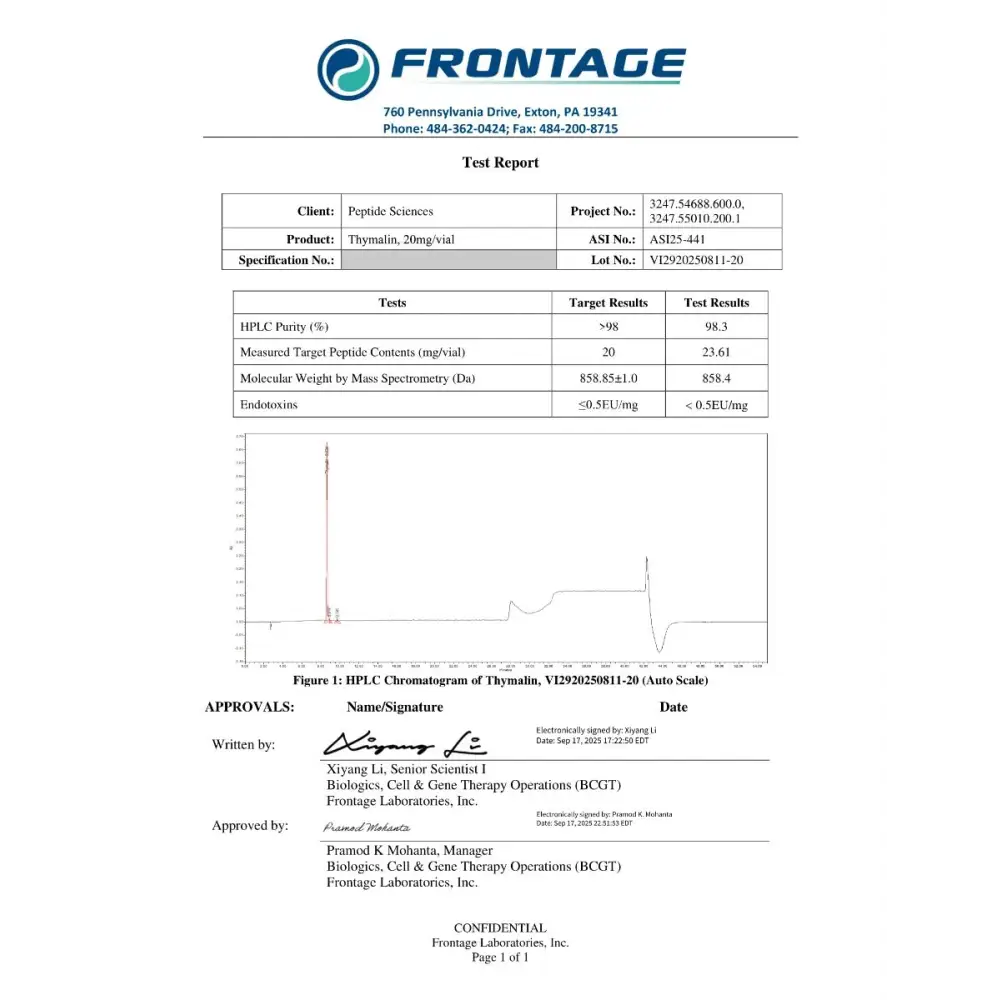 Thymalin 20mg - Peptide Sciences 7 Thymalin 20mg - Peptide Sciences - Image 7