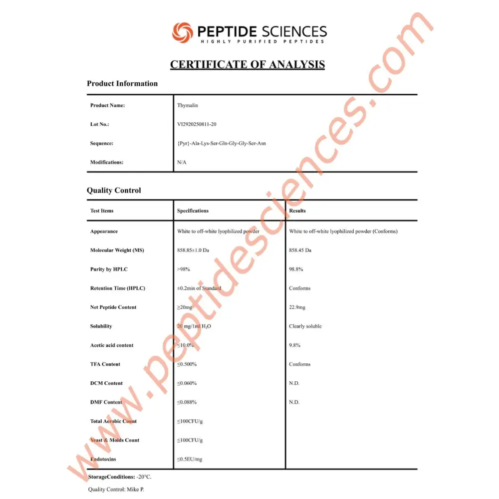 Thymalin 20mg - Peptide Sciences 5 Thymalin 20mg - Peptide Sciences - Image 5