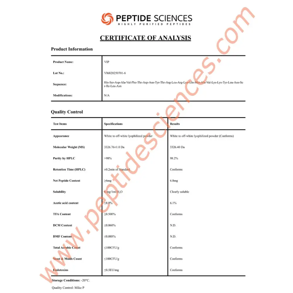 VIP 6mg - Peptide Sciences 4 VIP 6mg - Peptide Sciences - Image 4